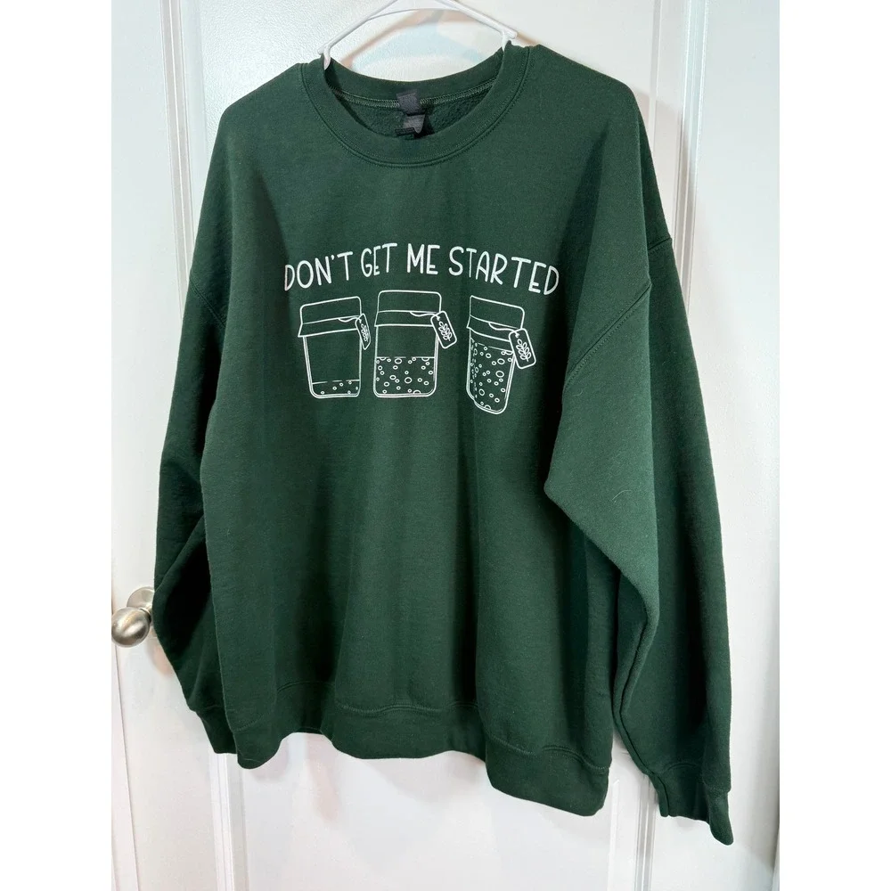 Dont Get Me Started Sourdough Green Graphic Sweatshirt XL Womens Crewneck - Picture 8 of 10